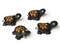 4 Black Turtles with Sun on the Shell Charms Tortoise Links Polymer Clay Turtle Beads